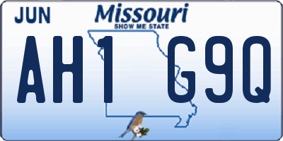 MO license plate AH1G9Q