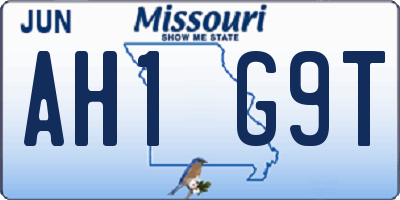 MO license plate AH1G9T