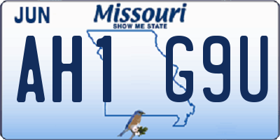 MO license plate AH1G9U