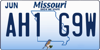 MO license plate AH1G9W