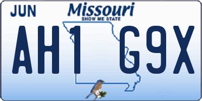 MO license plate AH1G9X