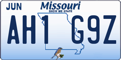 MO license plate AH1G9Z