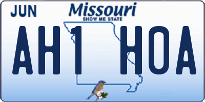 MO license plate AH1H0A