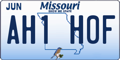 MO license plate AH1H0F