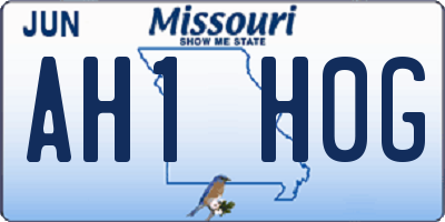 MO license plate AH1H0G