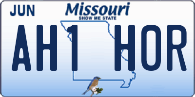 MO license plate AH1H0R