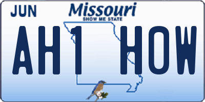 MO license plate AH1H0W