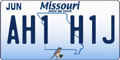 MO license plate AH1H1J