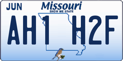 MO license plate AH1H2F