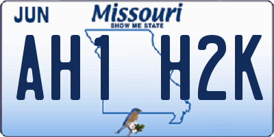 MO license plate AH1H2K