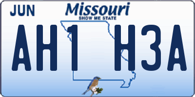 MO license plate AH1H3A