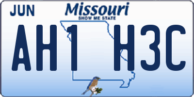 MO license plate AH1H3C