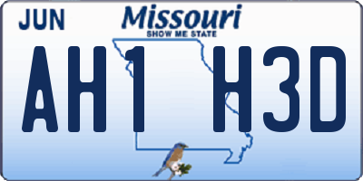 MO license plate AH1H3D