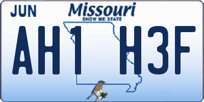 MO license plate AH1H3F