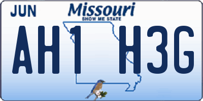 MO license plate AH1H3G