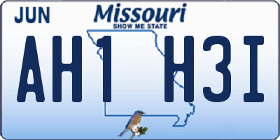 MO license plate AH1H3I