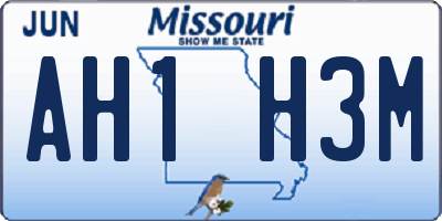 MO license plate AH1H3M