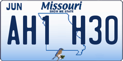 MO license plate AH1H3O