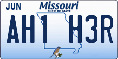 MO license plate AH1H3R