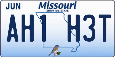 MO license plate AH1H3T