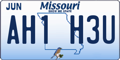 MO license plate AH1H3U