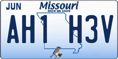 MO license plate AH1H3V