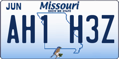 MO license plate AH1H3Z