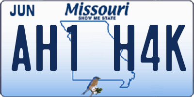 MO license plate AH1H4K