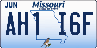 MO license plate AH1I6F