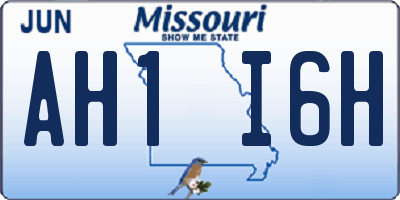 MO license plate AH1I6H