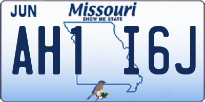 MO license plate AH1I6J