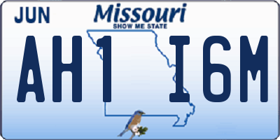 MO license plate AH1I6M