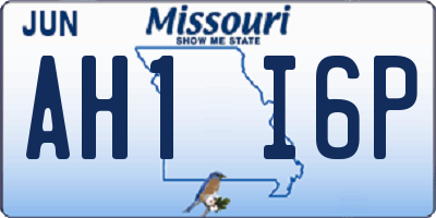 MO license plate AH1I6P