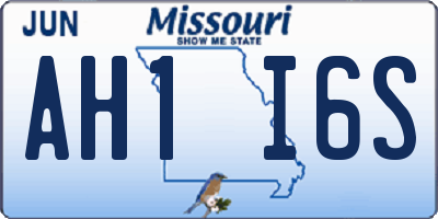 MO license plate AH1I6S