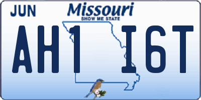 MO license plate AH1I6T