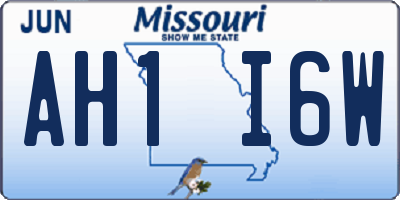 MO license plate AH1I6W