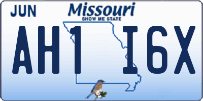 MO license plate AH1I6X