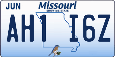 MO license plate AH1I6Z