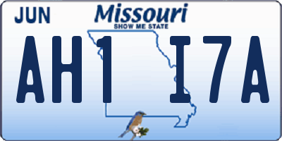 MO license plate AH1I7A