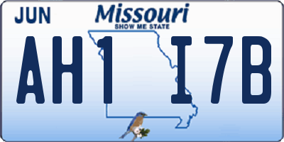 MO license plate AH1I7B