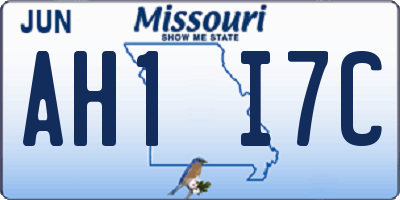 MO license plate AH1I7C