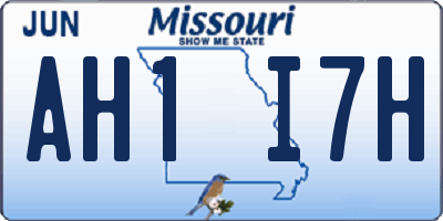 MO license plate AH1I7H