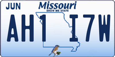 MO license plate AH1I7W