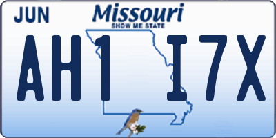 MO license plate AH1I7X