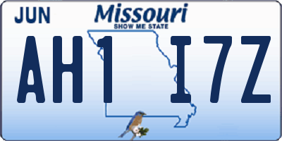 MO license plate AH1I7Z