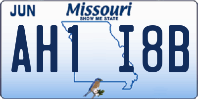 MO license plate AH1I8B