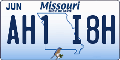 MO license plate AH1I8H