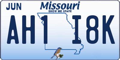 MO license plate AH1I8K