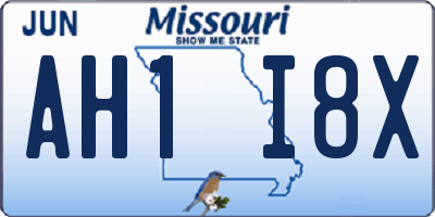 MO license plate AH1I8X