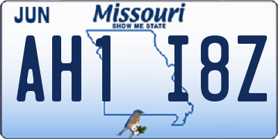 MO license plate AH1I8Z